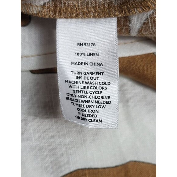 Magaschoni Floral Brown & White Button-Down Long Shirt Dress 100% Linen Large - Picture 10 of 11